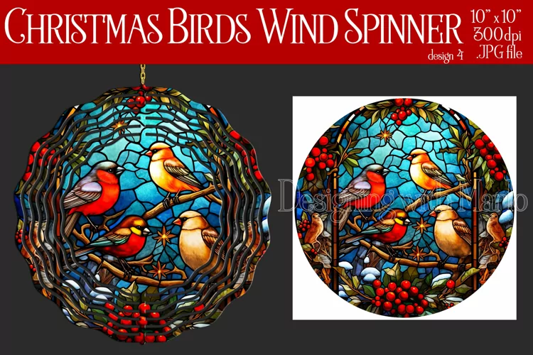Christmas Wind Spinner, Christmas Bird Spinner, Winter Bird