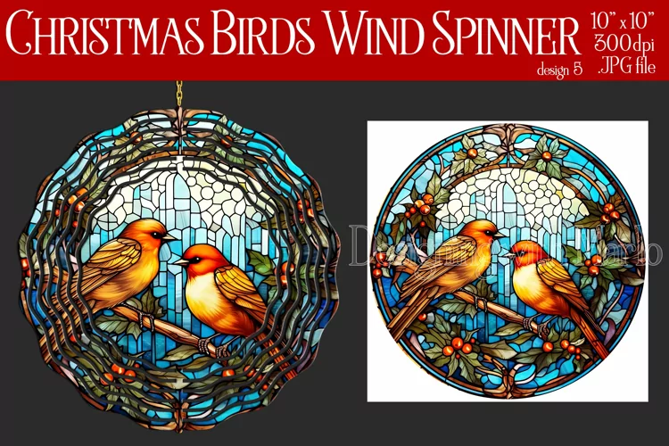 Christmas Wind Spinner, Christmas Bird Spinner, Winter Bird
