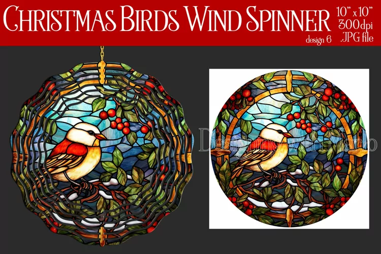 Christmas Wind Spinner, Christmas Bird Spinner, Winter Bird