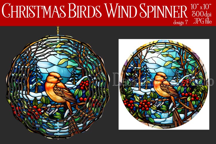Christmas Wind Spinner, Christmas Bird Spinner, Winter Bird example image 1