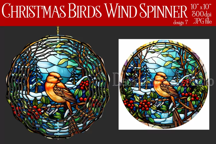 Christmas Wind Spinner, Christmas Bird Spinner, Winter Bird