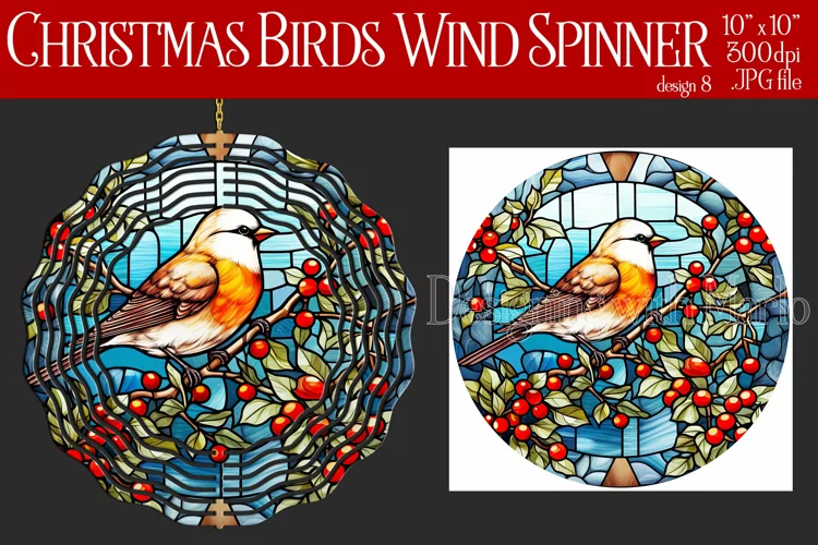 Christmas Wind Spinner, Christmas Bird Spinner, Winter Bird