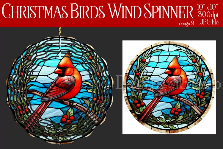 Christmas Wind Spinner, Christmas Bird Spinner, Winter Bird