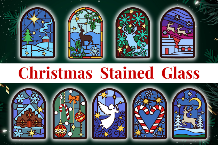 Christmas Stained Glass Collection - 9 layered SVG items