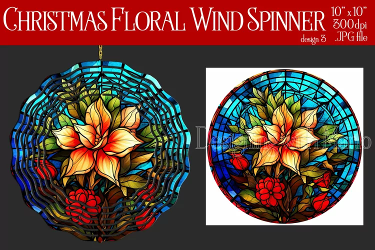 Christmas Wind Spinner, Christmas Floral Spinner, Flowers, 3