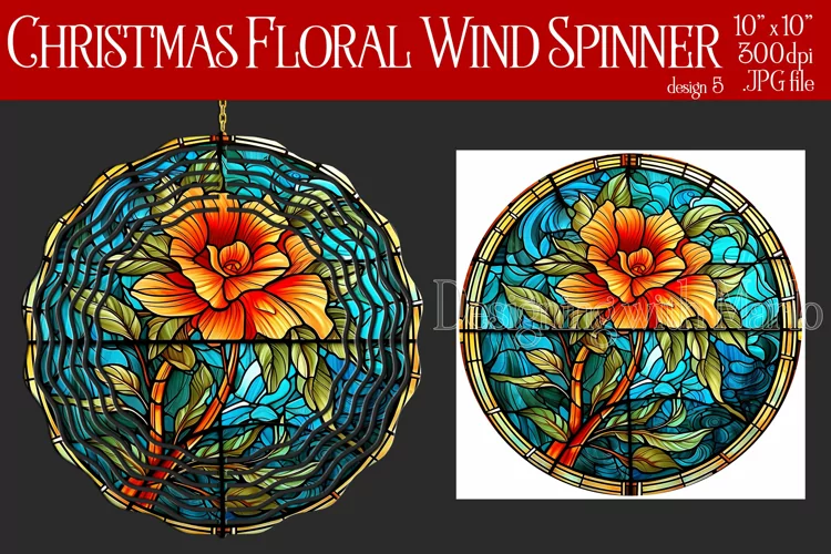 Christmas Wind Spinner, Christmas Floral Spinner, Flowers, 5