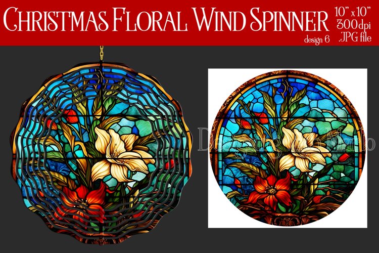Christmas Wind Spinner, Christmas Floral Spinner, Flowers, 6 example image 1