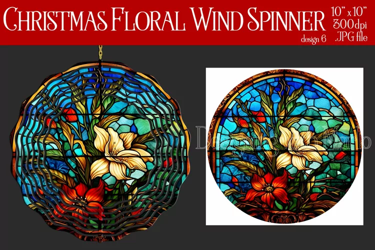Christmas Wind Spinner, Christmas Floral Spinner, Flowers, 6
