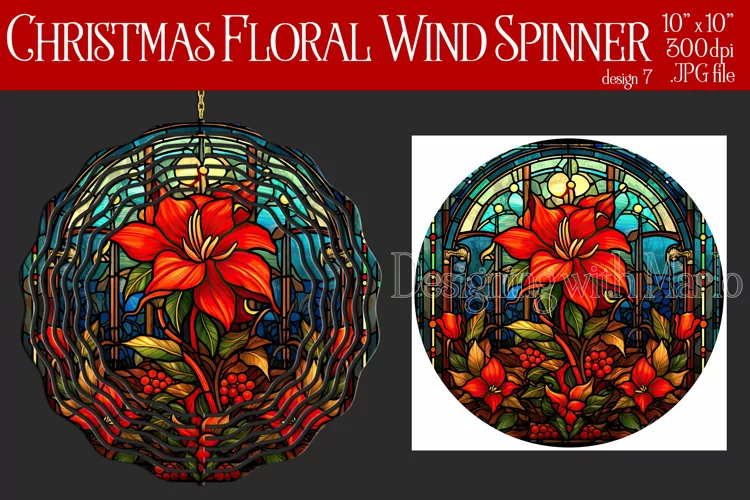 Christmas Wind Spinner, Christmas Floral Spinner, Flowers, 7