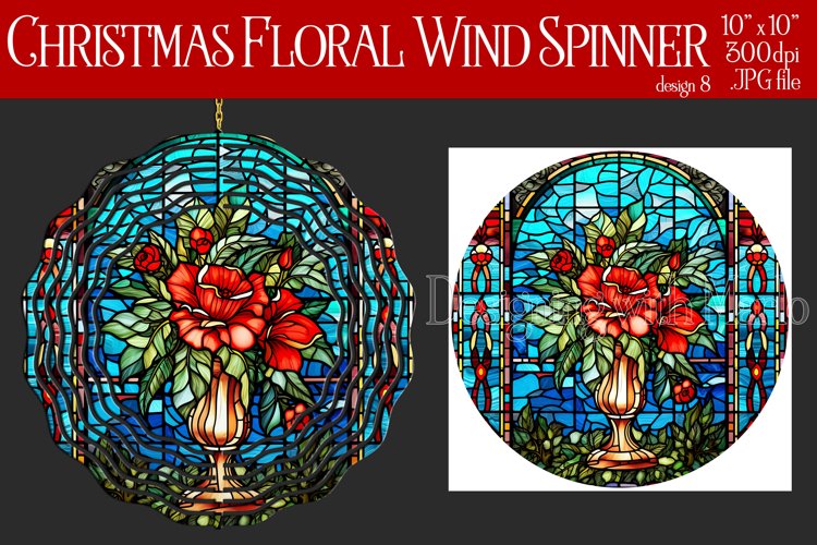 Christmas Wind Spinner, Christmas Floral Spinner, Flowers, 8 example image 1