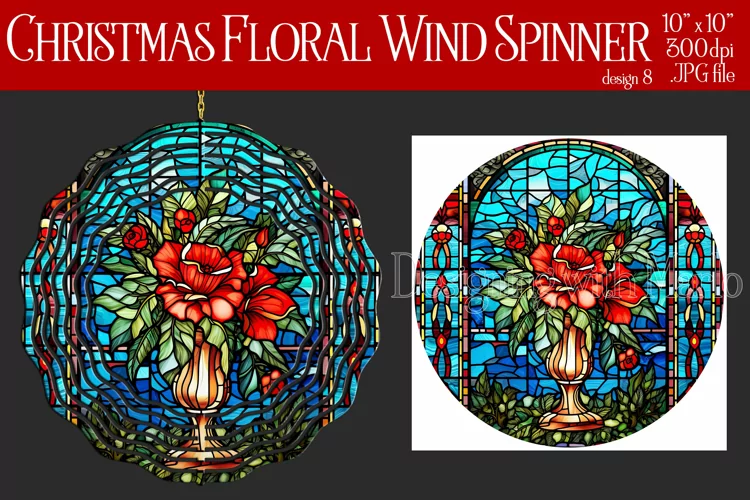 Christmas Wind Spinner, Christmas Floral Spinner, Flowers, 8