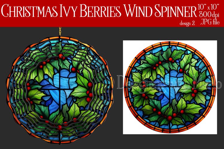 Christmas Wind Spinner, Christmas Ivy and Berries Spinner, 2 example image 1