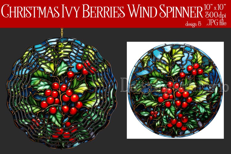 Christmas Wind Spinner, Christmas Ivy and Berries Spinner, 5 example image 1