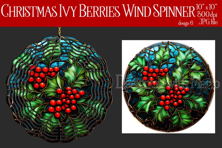 Christmas Wind Spinner, Christmas Ivy and Berries Spinner, 6 example image 1