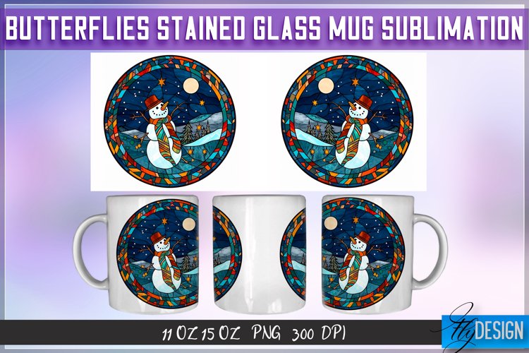 Christmas Stained Glass Mug Wrap Sublimation | 11Oz 15Oz Mug