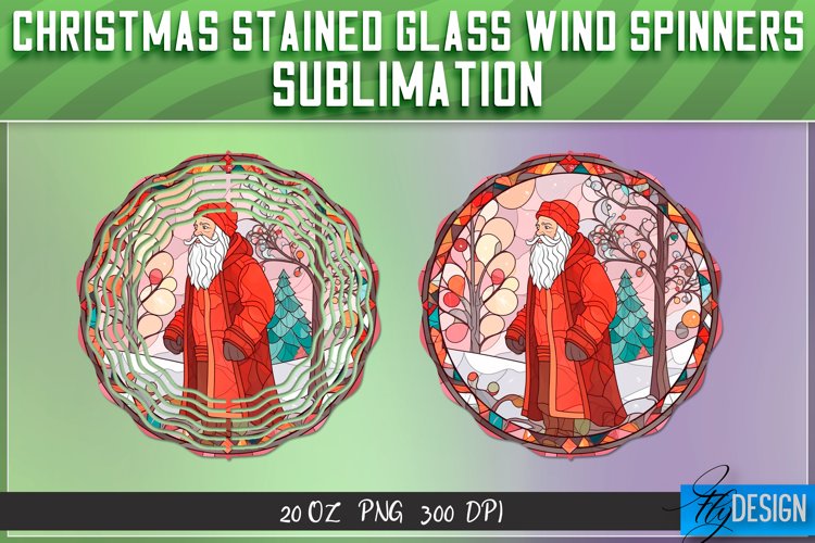 Christmas Stained Glass Wind Spinner Sublimation|Christmas