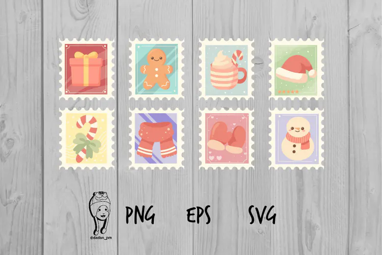 Cute Christmas Postage Stamp sticker