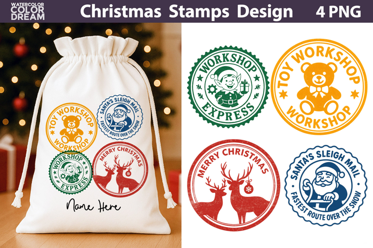 Christmas Stamp Clipart | Post Stamps Sublimation