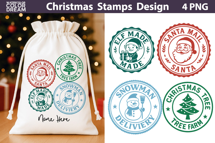 Christmas Stamp Clipart | Post Stamps Sublimation