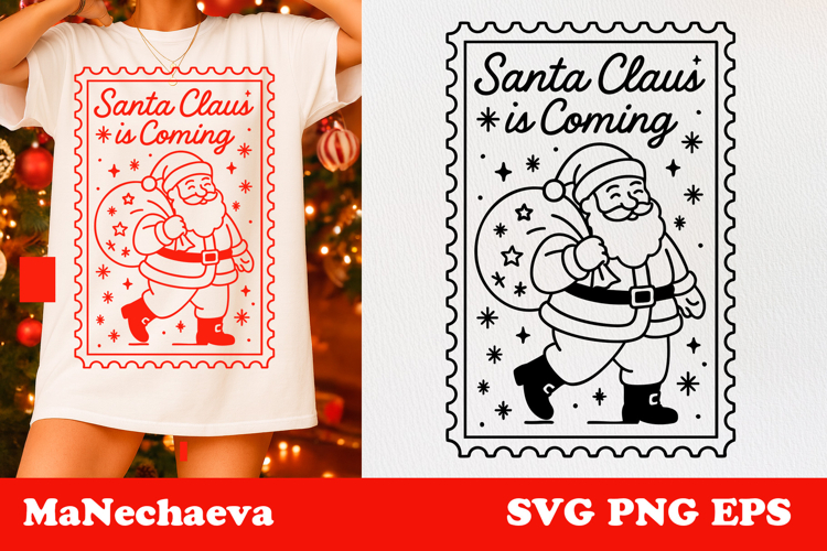 Christmas Postage Stamp SVG | Santa Claus Is Coming