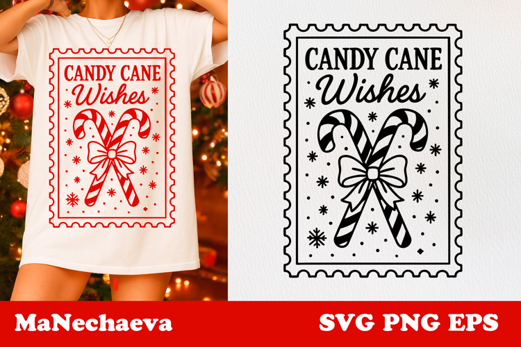 Christmas Postage Stamp SVG | Candy Cane Sublimation