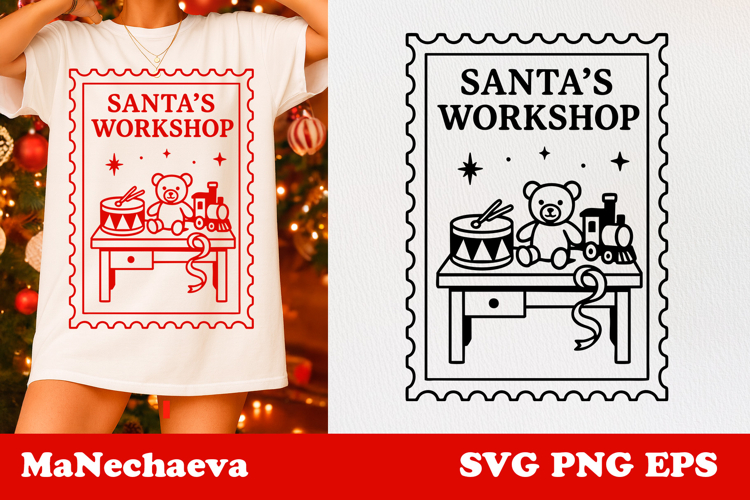 Christmas Postage Stamp SVG | Santa’s Workshop Sublimation