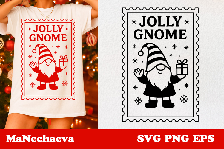 Christmas Postage Stamp SVG | Jolly Gnome Sublimation