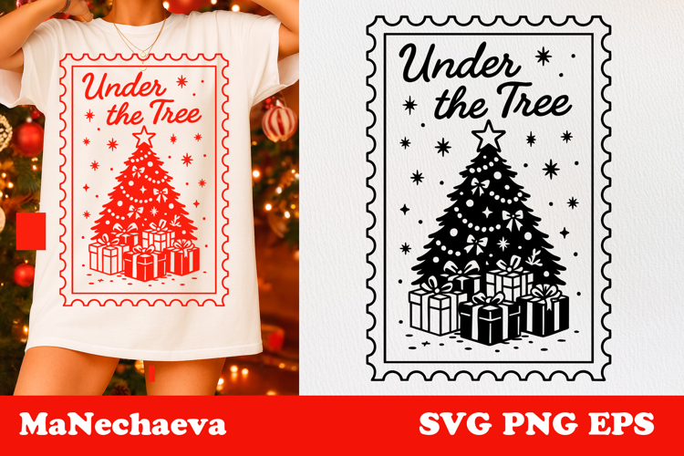 Christmas Postage Stamp SVG | Christmas Tree Sublimation