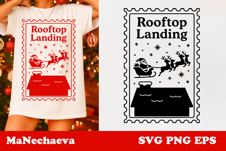 Christmas Postage Stamp SVG | Rooftop Landing Sublimation