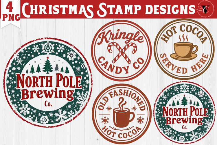 Christmas Stamp Clipart | Retro Christmas sublimation PNG