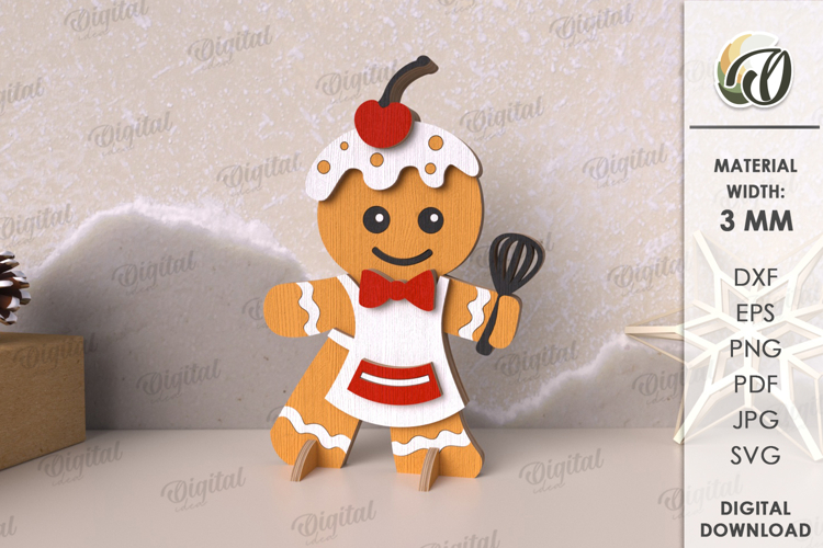 Christmas Stand Character Laser Cut. Gingerbread SVG