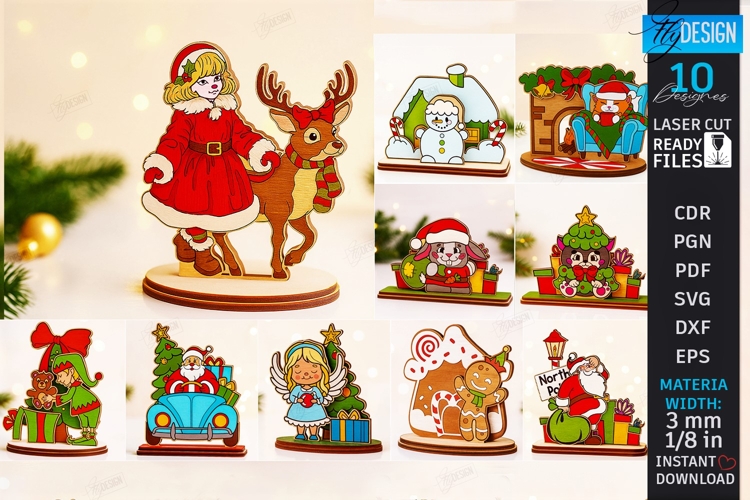 Christmas Stand Decor Laser Cut Bundle|Christmas Characters
