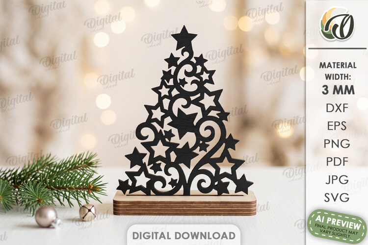 Christmas Stand Decor Laser Cut. Standing Decor SVG example image 1