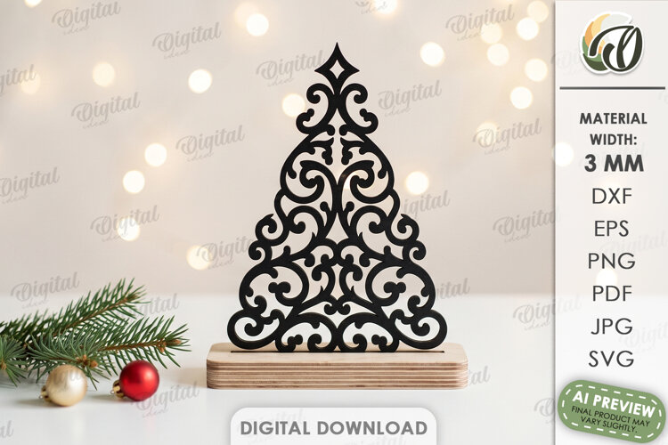 Christmas Stand Decor Laser Cut. Standing Decor SVG example image 1