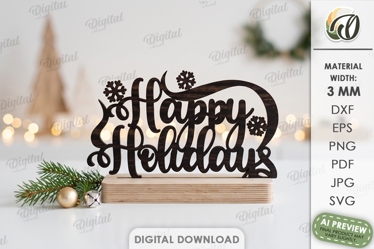 Christmas Stand Decor Laser Cut. Standing Decor SVG