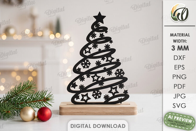 Christmas Stand Decor Laser Cut. Standing Decor SVG example image 1