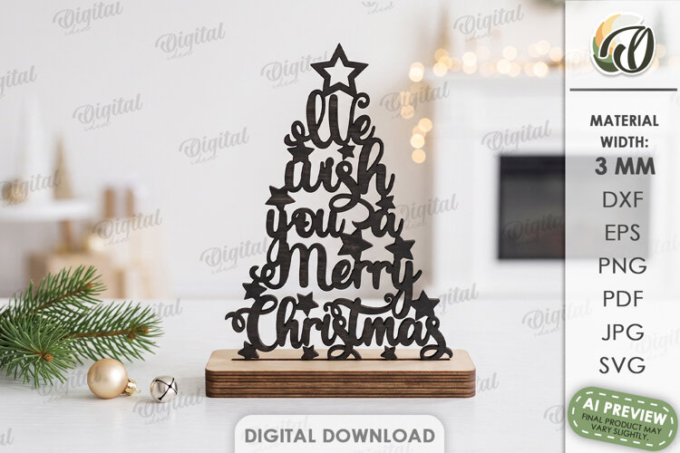Christmas Stand Decor Laser Cut. Standing Decor SVG example image 1
