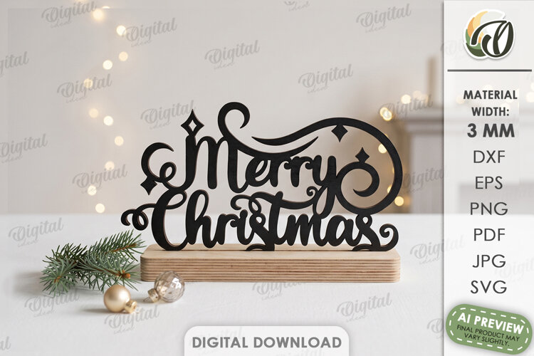 Christmas Stand Decor Laser Cut. Standing Decor SVG example image 1