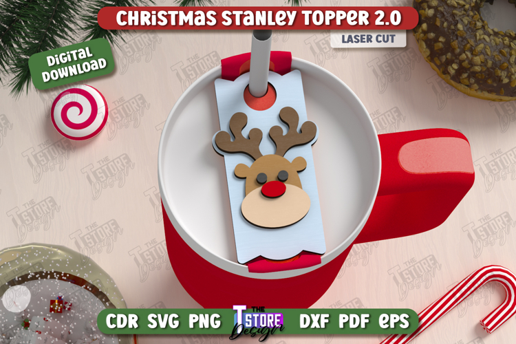Christmas Stanley Topper Laser Cut Design, Tumbler Topper