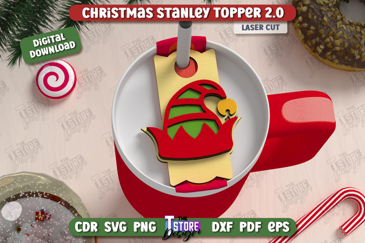 Christmas Stanley Topper Laser Cut Design, Tumbler Topper