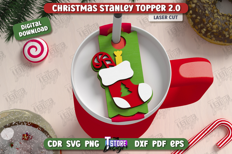 Christmas Stanley Topper Laser Cut Design, Tumbler Topper