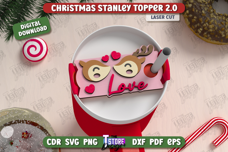 Christmas Stanley Topper Laser Cut Design, Tumbler Topper