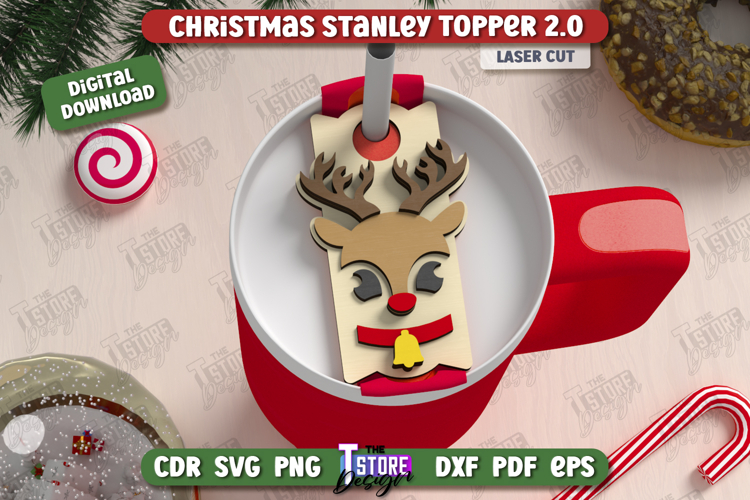 Christmas Stanley Topper Laser Cut Design, Tumbler Topper