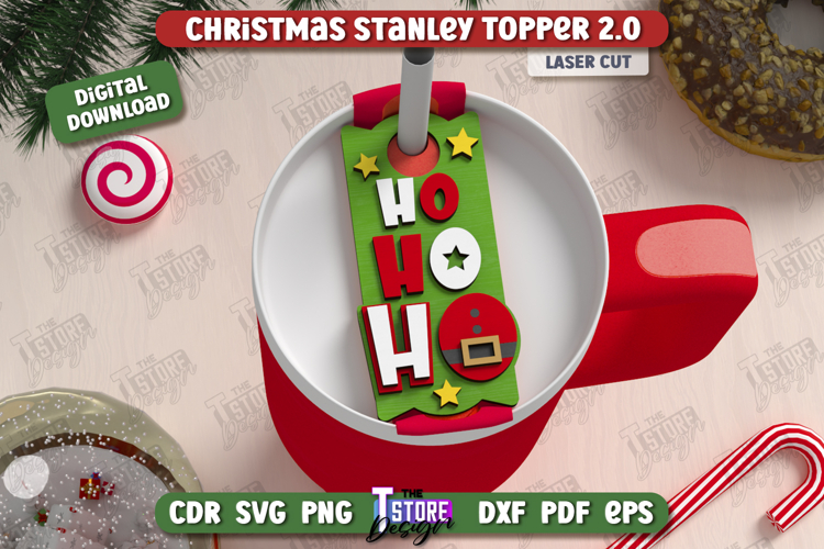 Christmas Stanley Topper Laser Cut Design, Tumbler Topper