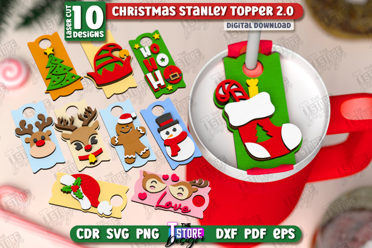 Christmas Stanley Topper Laser Cut Bundle, Tumbler Topper