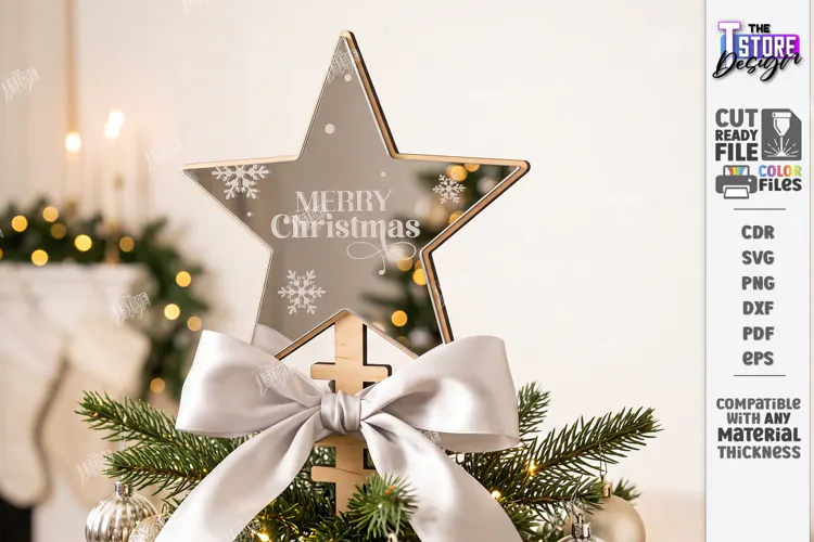 Personalized Christmas Tree Topper Star Laser Cut | Holiday