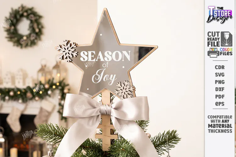 Personalized Christmas Tree Topper Star Laser Cut | Holiday
