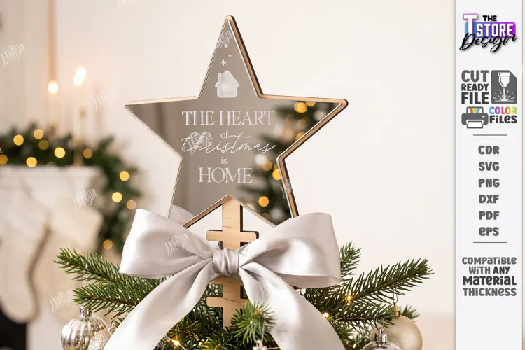 Personalized Christmas Tree Topper Star Laser Cut | Holiday