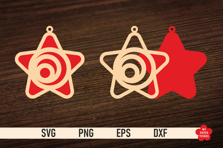 Christmas Star Ornament SVG, Star laser cut files