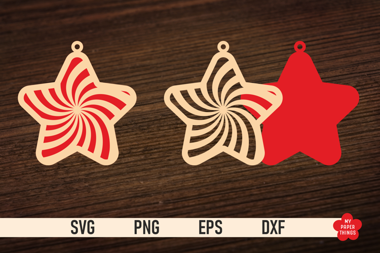 Christmas Star Ornament SVG, Star laser cut files